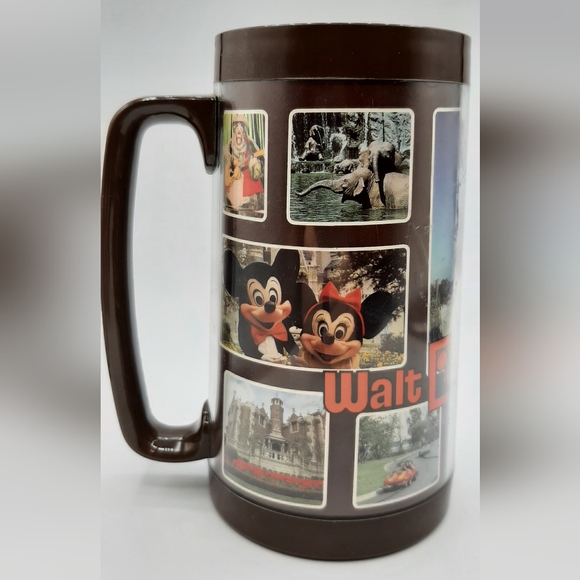 Vintage Walt Disney World Plastic Mug Thermo Serv Brown 6.25" Collectible - Picture 2 of 6